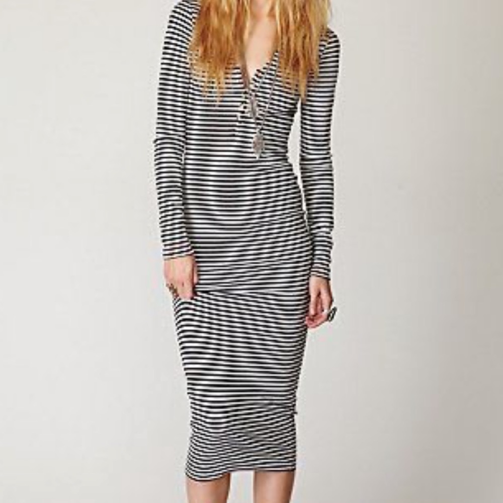 Free people   black and white bodycon midi dress